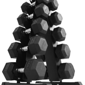Premium Rubber Coated Hex Dumbbell Weight Set and Storage Rack. Multiple Packages