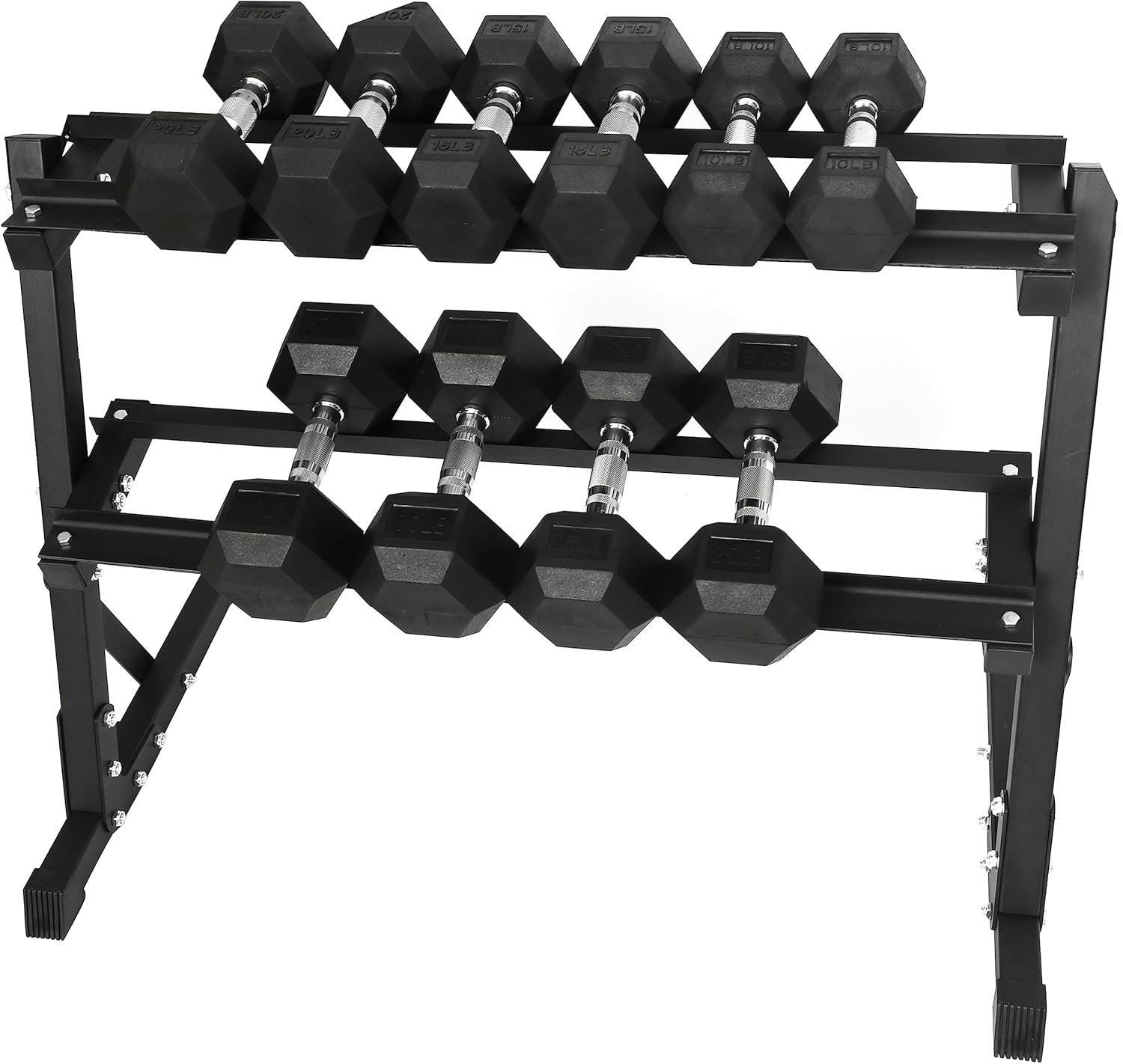 Premium Rubber Coated Hex Dumbbell Weight Set and Storage Rack. Multiple Packages
